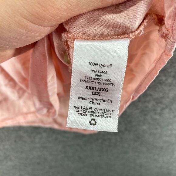 Time And Tru Shirt Women 3XL Pink Button Up Collared Sleeveless Wide Strap - Picture 4 of 7